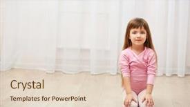  Presentation with dance - Audience pleasing presentation theme consisting of little cute girl in pink leotard sitting on floor at dance studio backdrop and a lemonade colored foreground