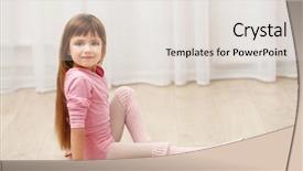 Presentation with dance - Slide deck consisting of little cute girl in pink leotard sitting on floor at dance studio background and a lemonade colored foreground