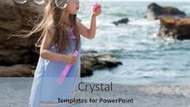  Presentation with soap - Presentation theme featuring little-cute-girl-playing-blowing background and a light blue colored foreground