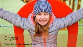  Presentation with playground - Slide deck featuring little-cute-girl-playing background and a red colored foreground