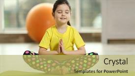  Presentation with yoga kids - Beautiful PPT layouts featuring little cute girl practicing yoga backdrop and a yellow colored foreground