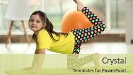  Presentation with yoga - Slide set featuring little cute girl practicing yoga background and a blonde colored foreground