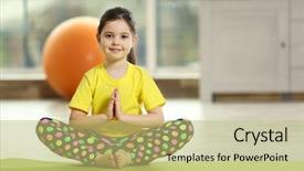  Presentation with yoga kids - Beautiful slides featuring little cute girl practicing yoga backdrop and a yellow colored foreground