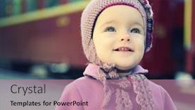  Presentation with baby fashion - Cool new slide deck with little cute girl ready to vacation on railway station baby girl fashion model go on travels toned backdrop and a coral colored foreground