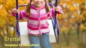  Presentation with autumn - Beautiful presentation theme featuring little cute girl swinging at the park in autumn backdrop and a tawny brown colored foreground