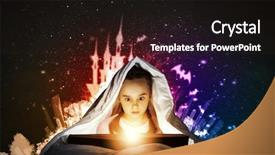  Presentation with girl reading - Presentation consisting of little cute girl with in bed reading book under blanket background and a wine colored foreground