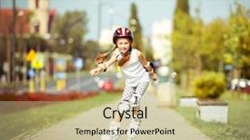  Presentation with cute - Slides having rollerblade - little cute happy girl rollerblading background and a soft green colored foreground