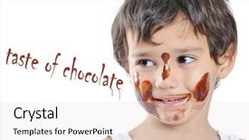  Presentation with hands and face - Slides enhanced with little cute kid with chocolate background and a lemonade colored foreground