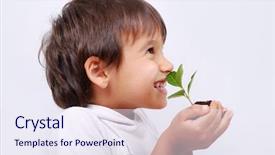  Presentation with cute - Audience pleasing slides consisting of agricultural security - little cute kid with plant backdrop and a sky blue colored foreground