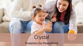  Presentation with father birthday - PPT theme with little daughter at home birthday background and a coral colored foreground