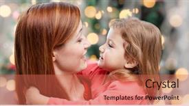  Presentation with family teens and children - Slide deck consisting of little daughter hugging over christmas background and a  colored foreground