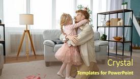  Presentation with daughter - Theme having little-daughter-kissing-happy-smiling background and a coral colored foreground