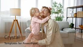  Presentation with daughter - PPT layouts consisting of little-daughter-kissing-happy-smiling background and a coral colored foreground