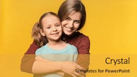 Presentation with color bubbles - Cool new theme with little daughter on color background backdrop and a yellow colored foreground