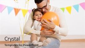 Presentation with father birthday - Amazing slides having little daughter playing with helium backdrop and a coral colored foreground