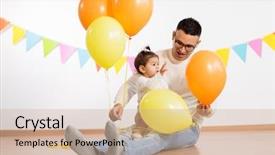  Presentation with father birthday - Audience pleasing slide set consisting of little daughter playing with helium backdrop and a soft green colored foreground