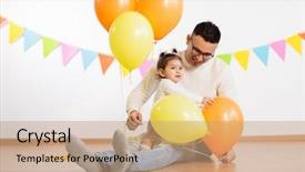  Presentation with father birthday - Audience pleasing slide set consisting of little daughter playing with helium backdrop and a coral colored foreground