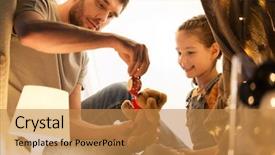  Presentation with kids playing - Beautiful theme featuring little daughter playing with teddy backdrop and a gold colored foreground