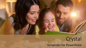  Presentation with family reading - Slide set with little daughter reading book background and a coral colored foreground