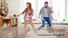  Presentation with helping - PPT theme consisting of little daughter to rehearse dance background and a coral colored foreground