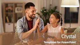  Presentation with entertainment - Cool new slides with little daughter with game backdrop and a coral colored foreground