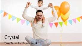  Presentation with helium - Cool new PPT theme with little daughter with helium backdrop and a lemonade colored foreground