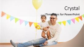  Presentation with birthday balloon - Beautiful PPT theme featuring little daughter with helium backdrop and a white colored foreground