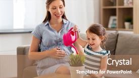  Presentation with pregnant mother - Amazing theme having little daughter with home plant backdrop and a coral colored foreground