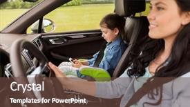  Presentation with transport transportation tourism road trip - Slide deck with little daughter with smartphone driving background and a  colored foreground