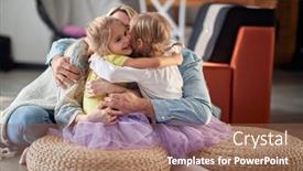  Presentation with mom and newborn - Slide deck enhanced with little-daughters-in-a-hug background and a coral colored foreground