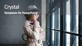  Presentation with detective - Presentation enhanced with little detective at the window background and a dark gray colored foreground