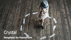  Presentation with detective - Slide set with little detective in studio background and a dark gray colored foreground