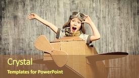  Presentation with airplane - Presentation design with little dreamer boy playing background and a coral colored foreground