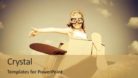  Presentation with cardboard - Colorful presentation design enhanced with little dreamer girl playing backdrop and a yellow colored foreground