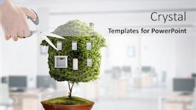  Presentation with green house - PPT layouts with little-eco-house background and a white colored foreground