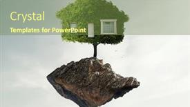  Presentation with green house - PPT layouts enhanced with little-eco-house background and a tawny brown colored foreground