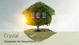  Presentation with green house - PPT layouts enhanced with little-eco-house background and a yellow colored foreground