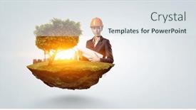  Presentation with eco - PPT theme featuring little-eco-house background and a sky blue colored foreground