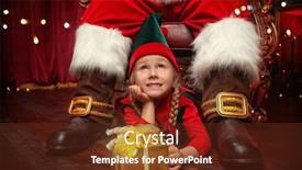  Presentation with next year - PPT theme featuring little-elf-girl-lies background and a tawny brown colored foreground