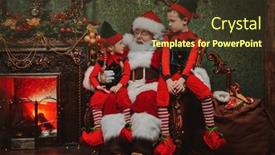  Presentation with elves - Cool new slide set with little-elves-are-sitting backdrop and a tawny brown colored foreground