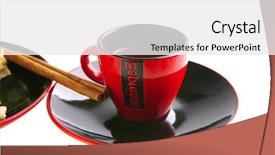  Presentation with cup cake - Presentation theme featuring little espresso coffee cup and chocolate cake background and a white colored foreground