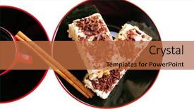  Presentation with cup cake - PPT theme featuring little espresso coffee cup and chocolate cake background and a red colored foreground