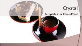  Presentation with cup cake - Theme with little espresso coffee cup and chocolate cake background and a light gray colored foreground