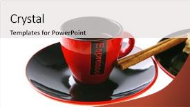  Presentation with cup cake - Colorful PPT theme enhanced with little espresso coffee cup and chocolate cake backdrop and a white colored foreground