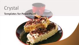  Presentation with cup cake - PPT theme with little espresso coffee cup and chocolate cake background and a light gray colored foreground