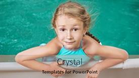  Presentation with swimming pool - Presentation theme enhanced with little-fair-haired-girl-enjoys background and a coral colored foreground
