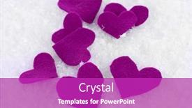  Presentation with hearts - Colorful presentation design enhanced with little-felt-hearts-on-snowy backdrop and a purple colored foreground