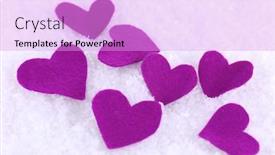  Presentation with hearts - Cool new slide set with little-felt-hearts-on-snowy backdrop and a lilac colored foreground