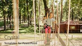  Presentation with rope - Presentation design featuring little-female-climber-leisures background and a coral colored foreground