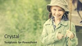  Presentation with fisher - Audience pleasing presentation theme consisting of little fisher girl smiles holding backdrop and a  colored foreground